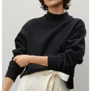 NWT Everlane The Track Cropped Mock Neck Sweatshirt in Black